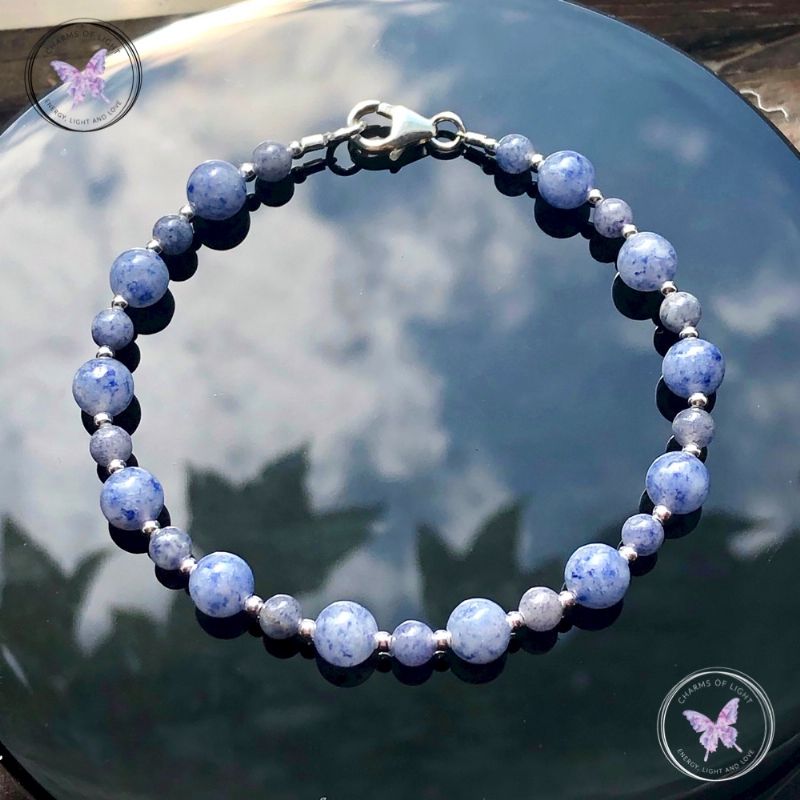 Blue Aventurine Silver Bead Bracelet